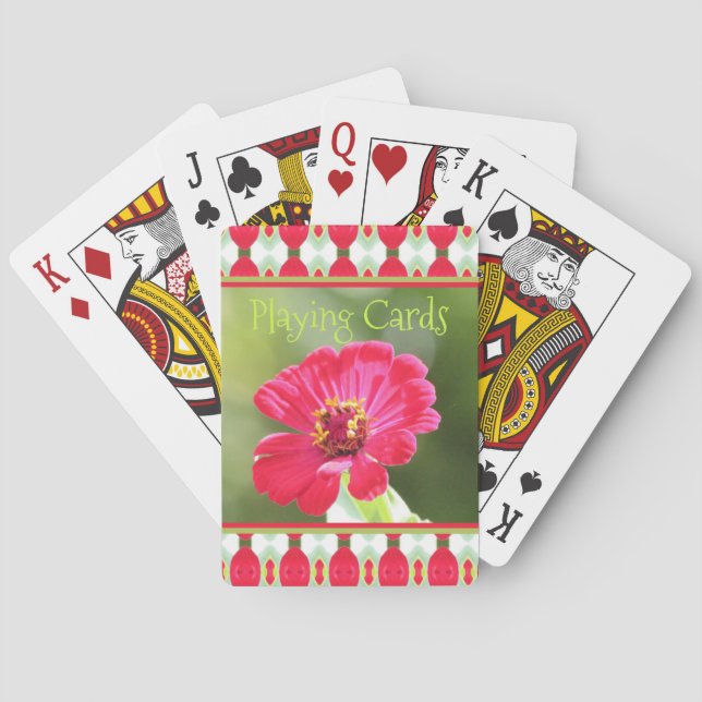 Pink Zinnia Photograph Playing Cards (Back)