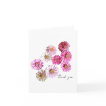 Pink Zinnia Thank you Card