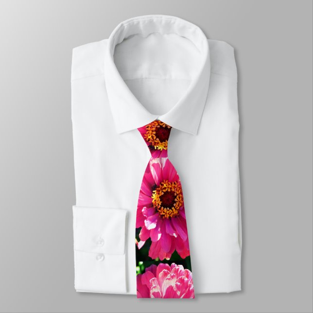 Pink zinnia tie (Tied)