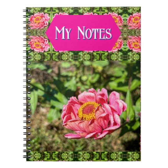 Pink Zinnia With Yellow Centre Rug Notebook (Front)