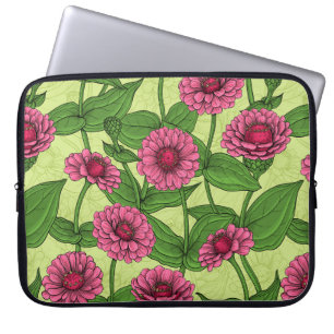 Pink Zinnias on light green Laptop Sleeve