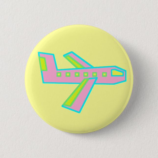 Pink Zooper Plane 6 Cm Round Badge (Front)