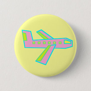 Pink Zooper Plane 6 Cm Round Badge
