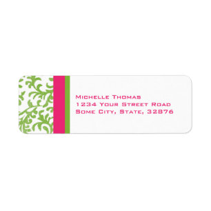 Pinka nd Green Damask Return Address