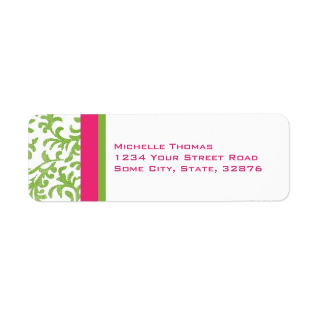 Pinka nd Green Damask Return Address (Front)
