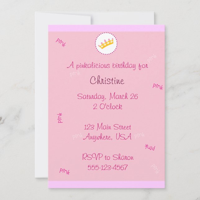 Pinkalicious invitation (Front)