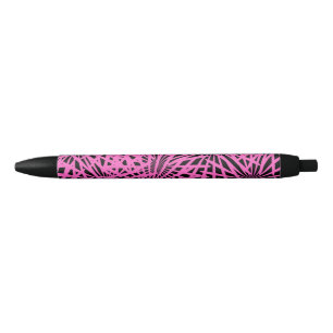pinkblackanista floral black ink pen