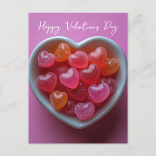 Pinke Herzen in Schale Valentinstag Postcard