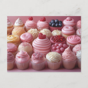 Pinke süße Cupcakes Valentinstag Postcard