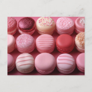 Pinke süße Macarones Valentinstag Postcard