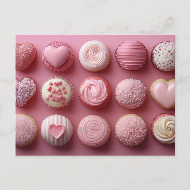 Pinke Sweet Cupcakes Valentine's Day Postcard (Front)