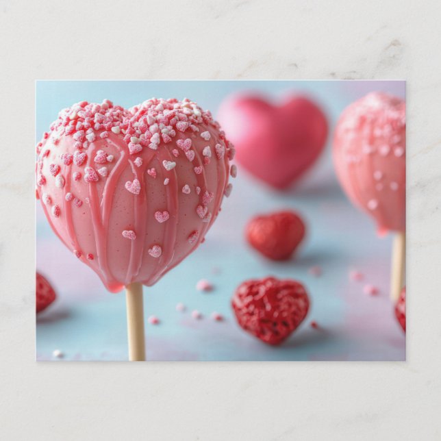 Pinker Cake Pop Valentine's Day Postcard (Front)