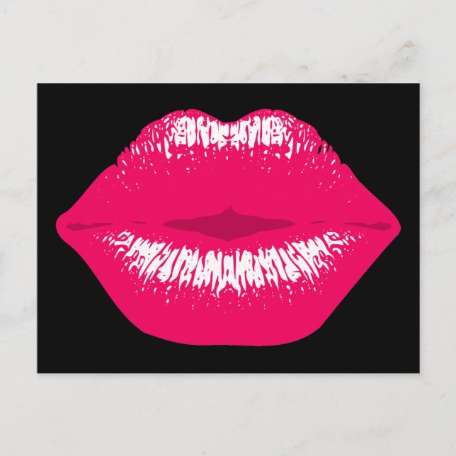 Pinker Kussmund Lippenstiftabdruck Valentinstag Postcard (Front)