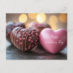 Pinkes Schokoladenherz Valentinstag Postcard