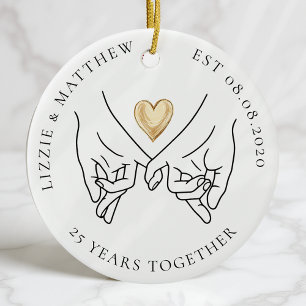 Pinkie Promise Heart Wedding Anniversary Photo Ceramic Tree Decoration