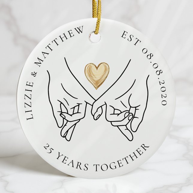 Pinkie Promise Heart Wedding Anniversary Photo Ceramic Tree Decoration (Creator Uploaded)