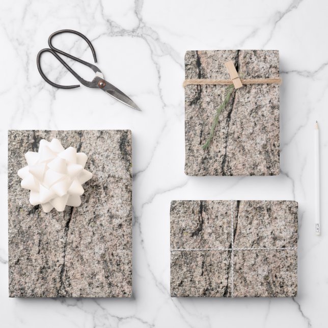 Pinkish beige Stone face Wrapping Paper Sheet (Front)