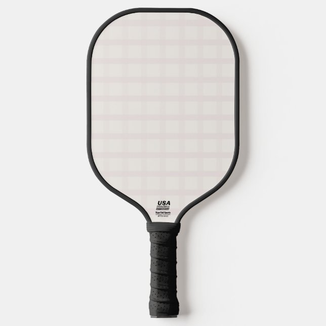 Pinkish Champagne And Creamy White Gingham Pattern Pickleball Paddle (Front)