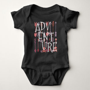 Pinkish Coral Text Black Aztec Patten Baby Girl Bodysuit