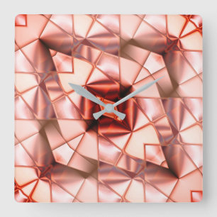 Pinkish gigantic 'pearl flowers', virtual drawing square wall clock