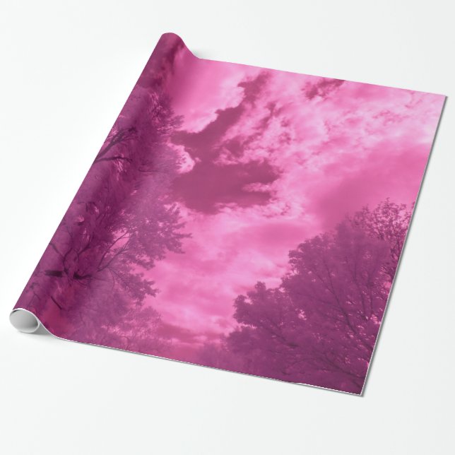 Pinkish Hues Infrared Cloud Wrapping Paper (Unrolled)