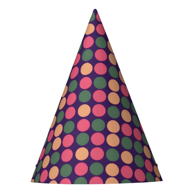 Pinkish Pixels Dots Party Hat (Front)