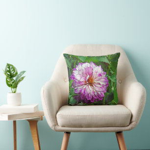 Pinkish-Purple and White Dahlia Cushion