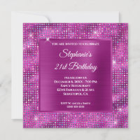 Pinkish Purple Diamond Studded Foil 21st Birthday