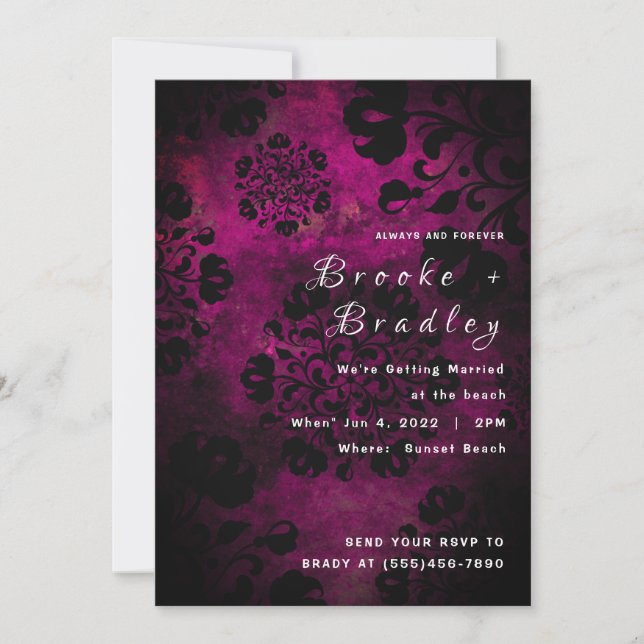 Pinkish‑Purple Floral Wedding Invitation (Front)