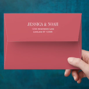 Pinkish Red Simple Modern Wedding Envelope