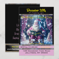 Pinkish Santa Snow Day Christmas Party Invitation