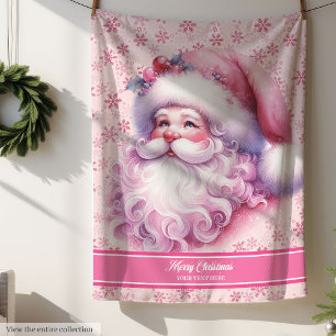 Pinkmas Girls Santa Name Blanket Christmas Cozy