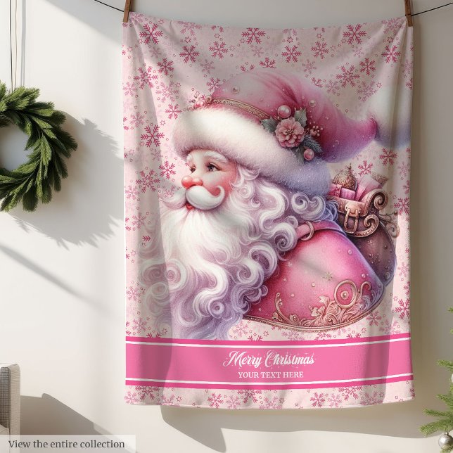 Pinkmas Personalised Girls Blanket Santa Claus (Pinkmas Personalized Girls Blanket Santa Claus)