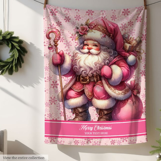 Pinkmas Santa Blanket Girls Personalised Cosy (Pinkmas Santa Blanket Girls Personalized Cozy Throw)