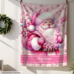 Pinkmas Santa Girls Blanket with Custom Name