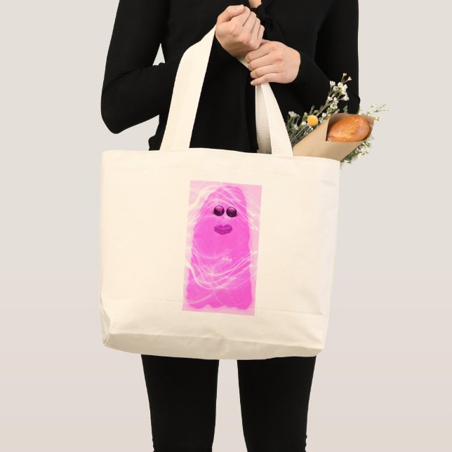 Pinkoween spooktacular ghost large tote bag (Front (Product))
