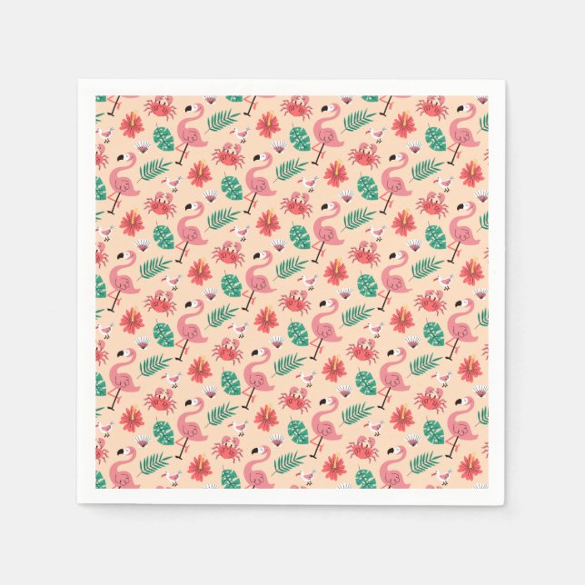 PinkPink Flamingo Summer Tropical Pattern-23123 Napkin (Front)