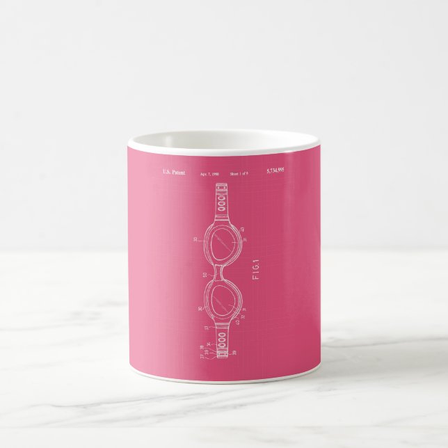 Pinkprint Swimming Goggle Patent Print Mug (Center)