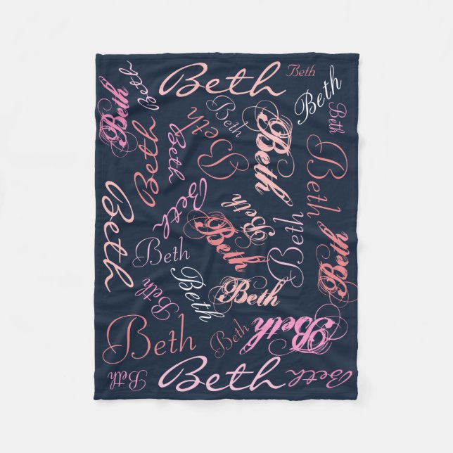 Pinks and Navy Blue Blanket Name Collage (Front)
