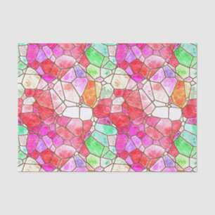 Pinks and Reds Mosaic Stained Glass Decoupage Tissue Paper