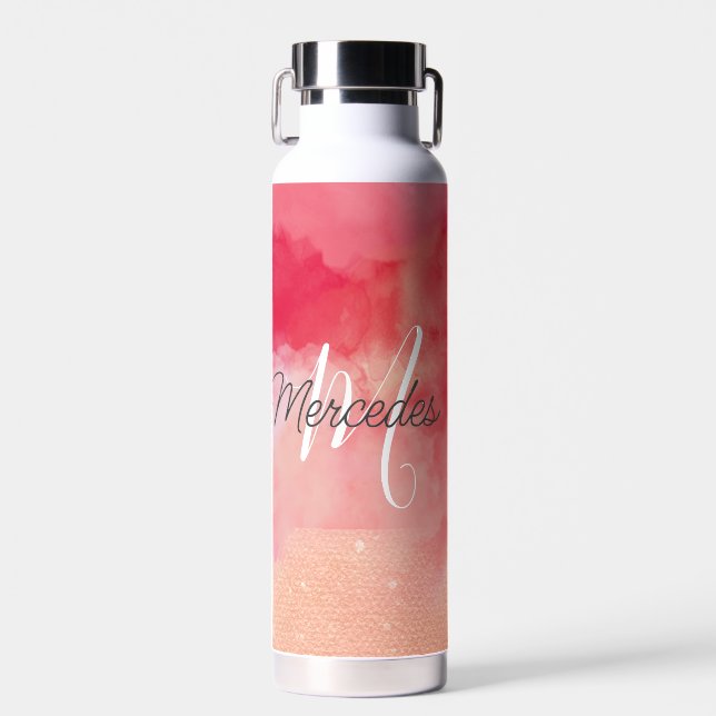 Pinks and Reds Tie Dye iPad Smart Cover Water Bottle (Front)