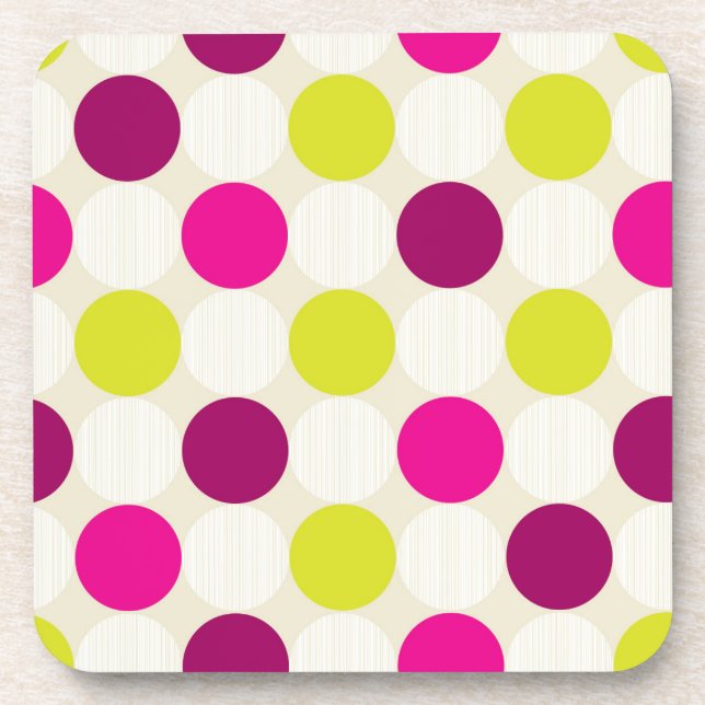 Pinks and Yellows dots Coaster (Front)
