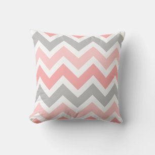 Pinks, Grey, White Zigzag Chevron Pattern Cushion
