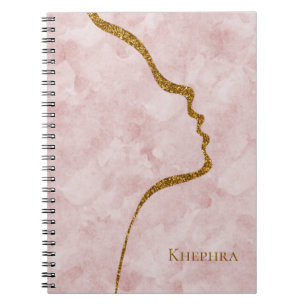 Pinks Marble And Gold Glitter Face Notebook