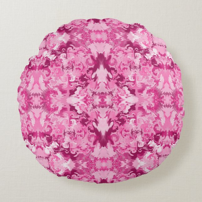 Pinks on Pinks Swirls Round Cushion (Front)