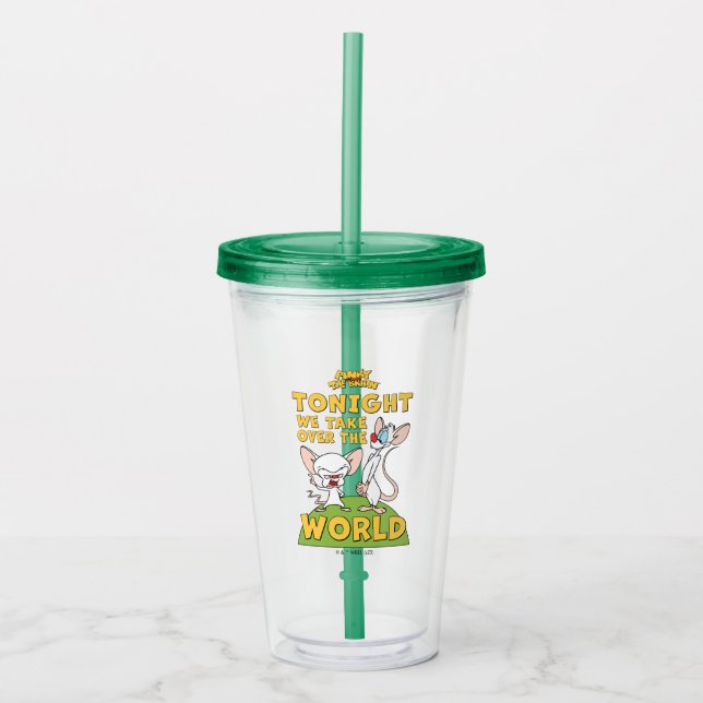 Pinky and the Brain | Take Over The World Acrylic Tumbler (Front)