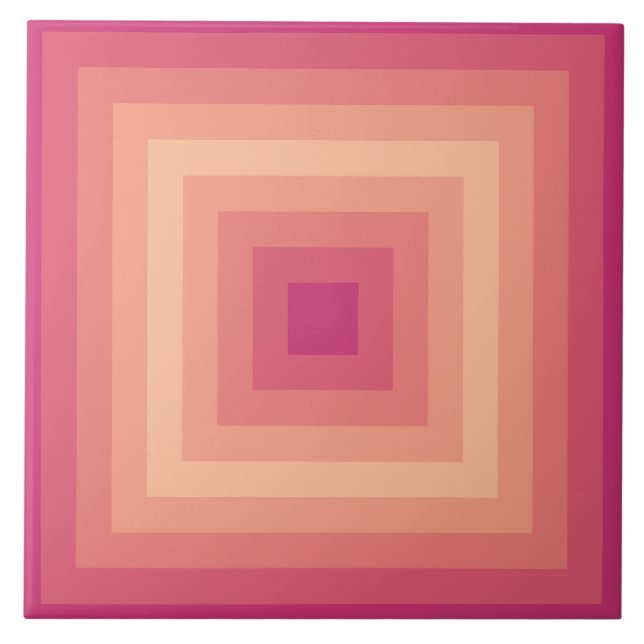 Pinky Arrow Fuzzy Peach Squares Ceramic Tile (Front)