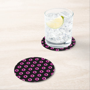Pinky Doughnut - colourful sprinkles 1 Round Paper Coaster