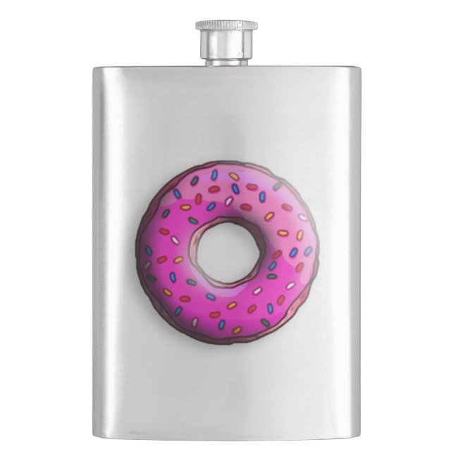 Pinky Doughnut with colourful sprinkles + your ide Hip Flask (Front)