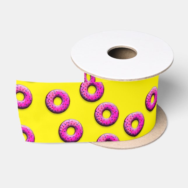 Pinky Doughnuts seamless pattern + your ideas Satin Ribbon (Spool)